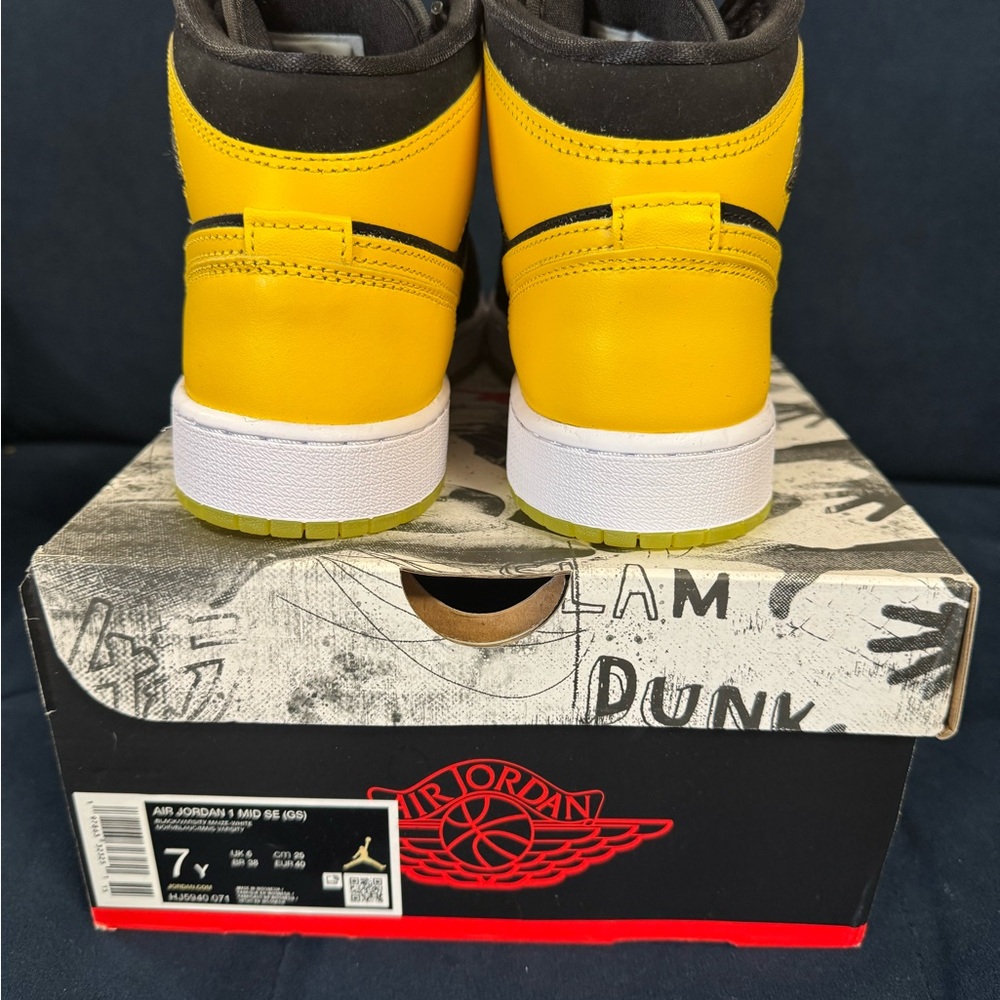 Air Jordan Black and Yellow High-Top Sneakers - Picture 15 of 16